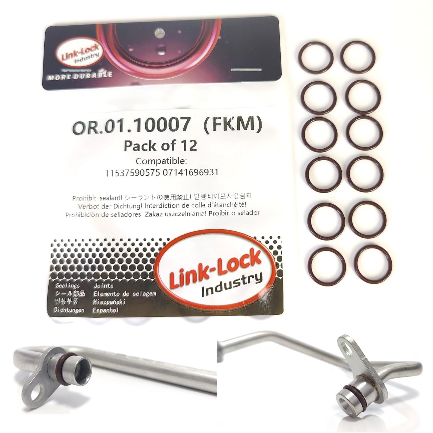 LINK-LOCK 12PCS FKM Viton OR.01.10007 Turbocharging Pipeline O-Ring 11537590575 07141696931 for BMW N55 B58