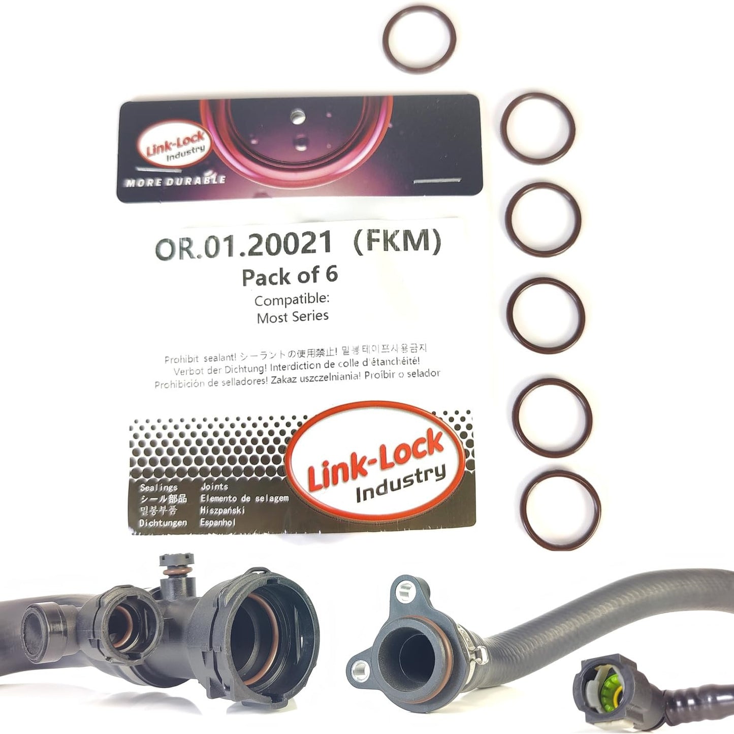 LINK-LOCK 6PCS FKM Viton OR.01.20021 Engine coolant pipe / Water hose O-Ring  for BMW MOST