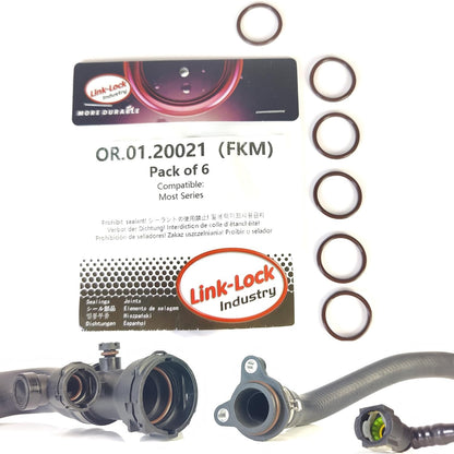 LINK-LOCK 6PCS FKM Viton OR.01.20021 Engine coolant pipe / Water hose O-Ring  for BMW MOST
