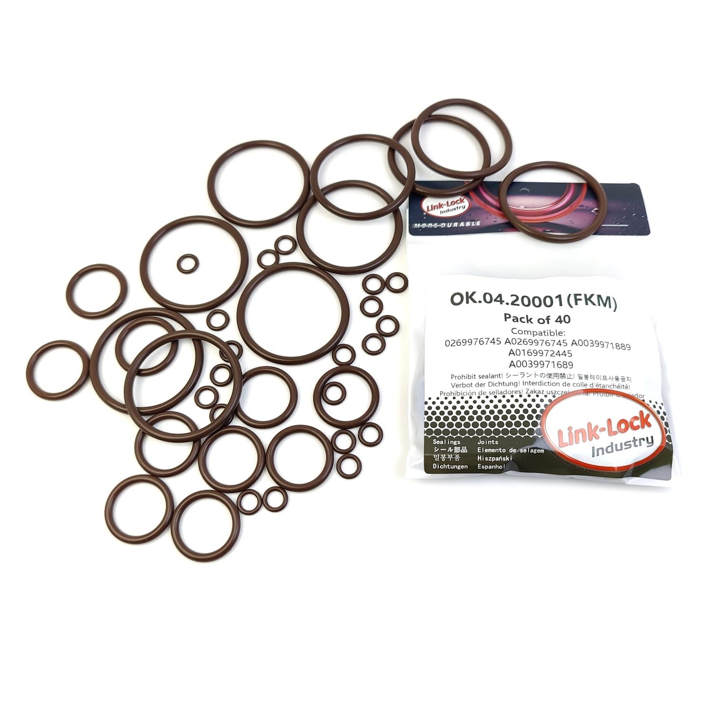 LINK-LOCK 40PCS FKM Viton O-RING Kit  A0269976745 A0039971889 A0169972445 A0039971689 of Coolant pipe For MERCEDES-BENZ-W212 W204 X204 W166 W164-M272 M278 M276