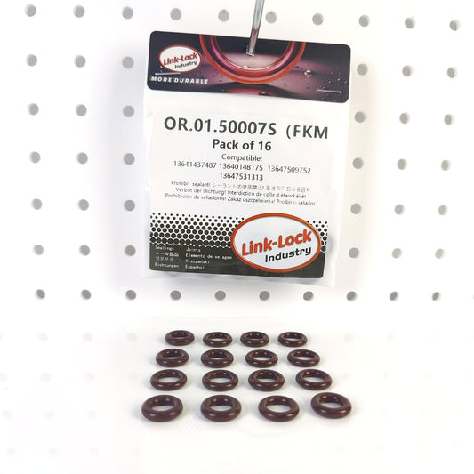 16PCS FKM Viton OR.01.50007S Fuel Injection Valve O-Ring Gasket 13641437487 13640148175 13647509752 13647531313 for BMW N45 N46 N52 M52 M54 N62 W11 N12 N16