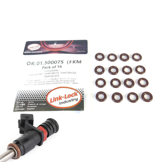 16PCS FKM Viton OR.01.50007S Fuel Injection Valve O-Ring Gasket 13641437487 13640148175 13647509752 13647531313 for BMW N45 N46 N52 M52 M54 N62 W11 N12 N16