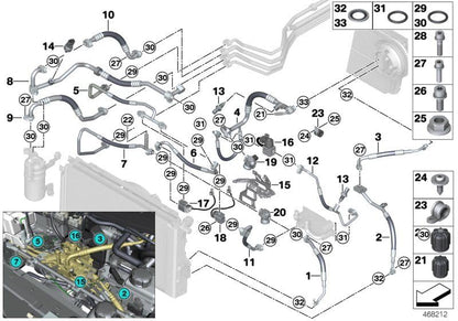 20個 OR.01.60004 FKM Oリングガスケット エアコンパイプ用 64508375741 64500141209 BMW全般