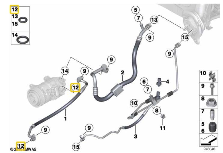 20個 OR.01.60004 FKM Oリングガスケット エアコンパイプ用 64508375741 64500141209 BMW全般