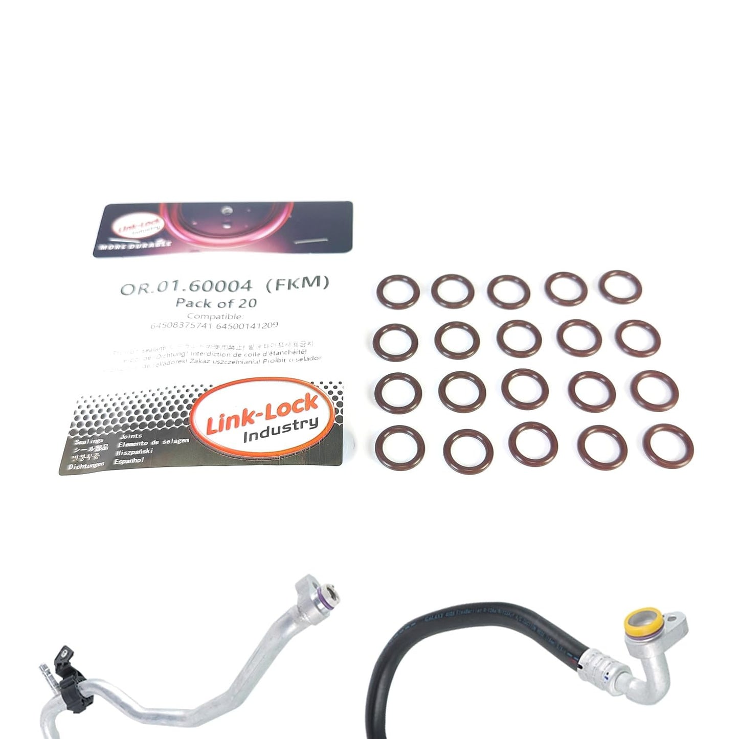 20個 OR.01.60004 FKM Oリングガスケット エアコンパイプ用 64508375741 64500141209 BMW全般